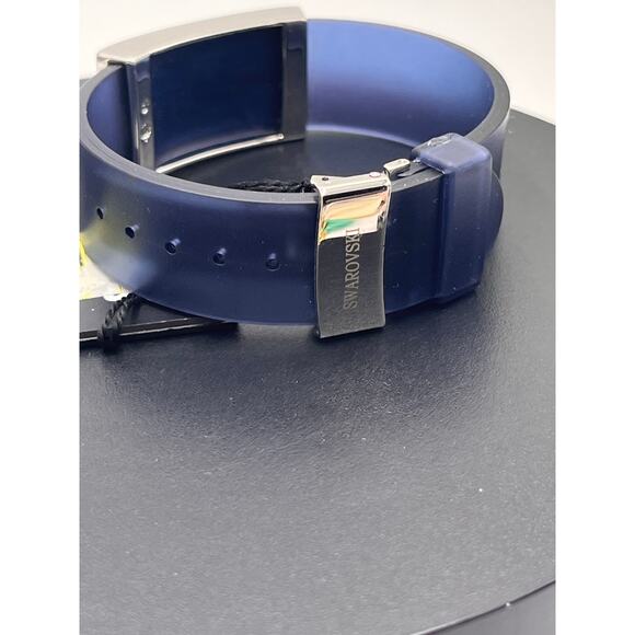 Swarovski Stainless Steel Blue Crystal Rubber Jelly‎ Adjustable Bracelet new - Picture 6 of 8